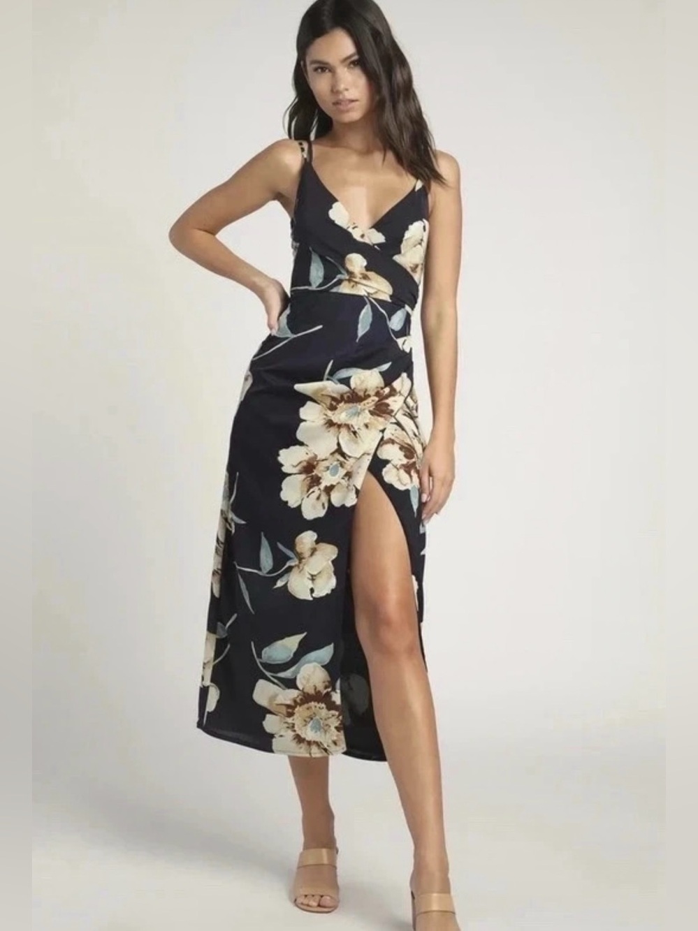 LULUS Floral Navy Dress NWT-L